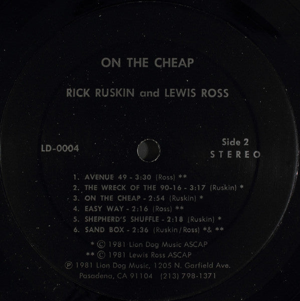 Rick Ruskin, Lewis Ross (2) : On The Cheap (LP)