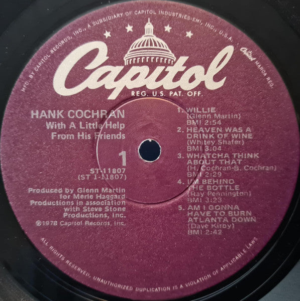 Hank Cochran : With A Little Help From His Friends (LP, Album, Win)