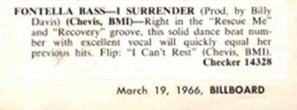 Fontella Bass :  I Surrender / I Can't Rest (7", Single)