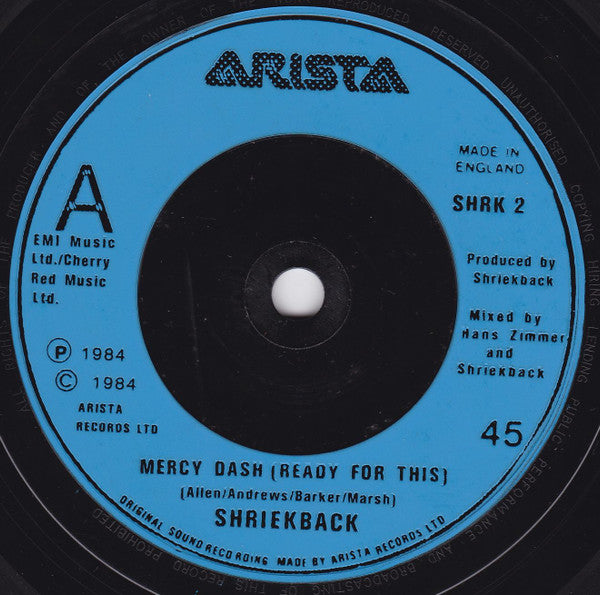 Shriekback : Mercy Dash (Ready For This) (7")