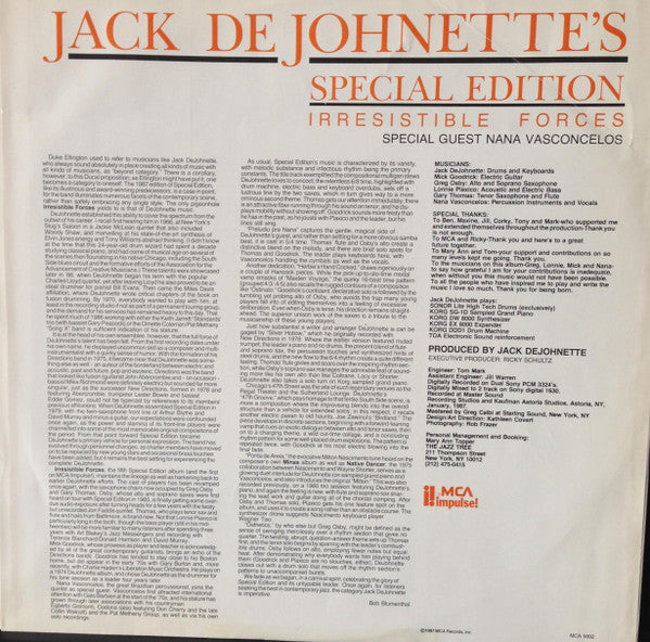 Jack DeJohnette's Special Edition : Irresistible Forces (LP, Album, Aud)