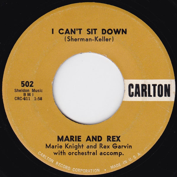 Marie* And Rex* / Marie Knight : I Can't Sit Down / Miracles (7", Single)