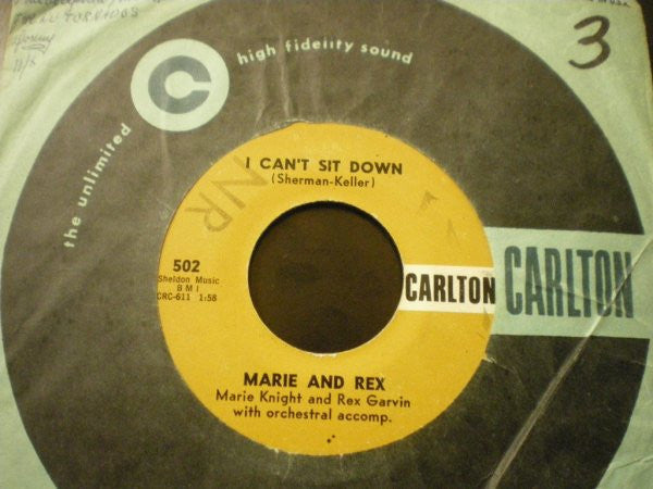 Marie* And Rex* / Marie Knight : I Can't Sit Down / Miracles (7", Single)