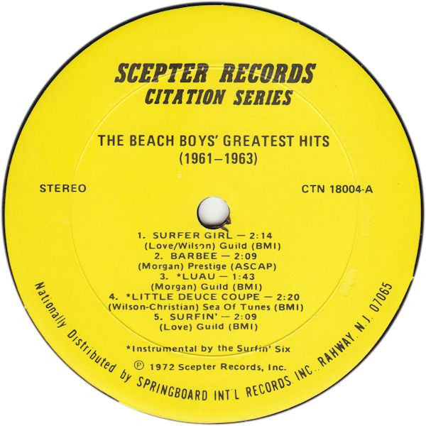 The Beach Boys : The Best Of The Beach Boys - The Beach Boys' Greatest Hits (1961-1963) (LP, Comp)