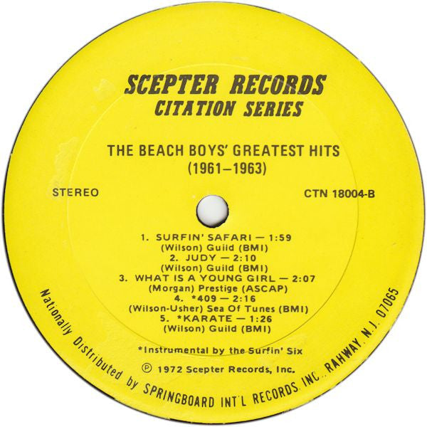 The Beach Boys : The Best Of The Beach Boys - The Beach Boys' Greatest Hits (1961-1963) (LP, Comp)