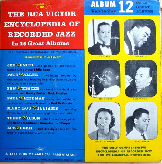 Various : The RCA Victor Encyclopedia Of Recorded Jazz: Album 12 Ven-Z (10", Comp)
