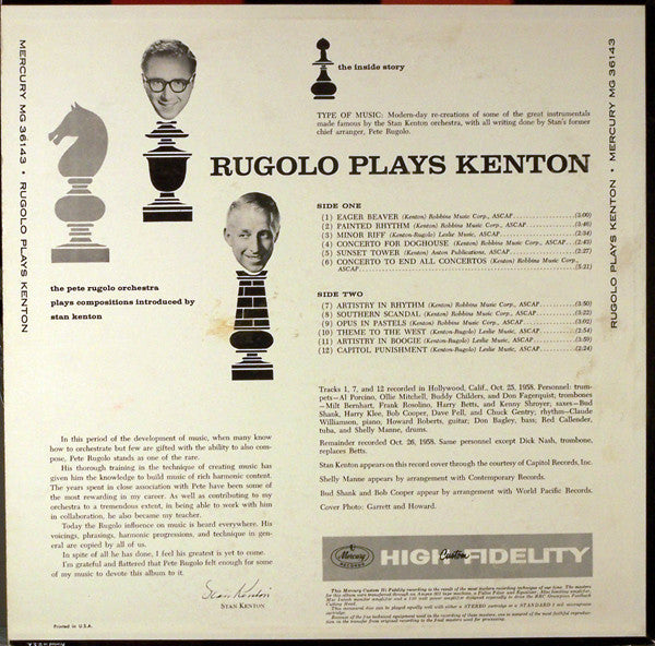 The Pete Rugolo Orchestra* : Rugolo Plays Kenton (LP, Album, Mono)