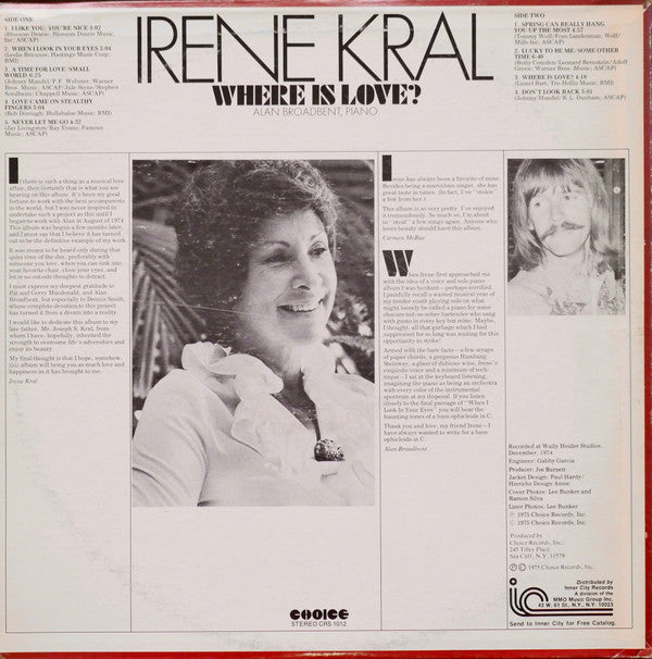 Irene Kral : Where Is Love? (LP, Album)