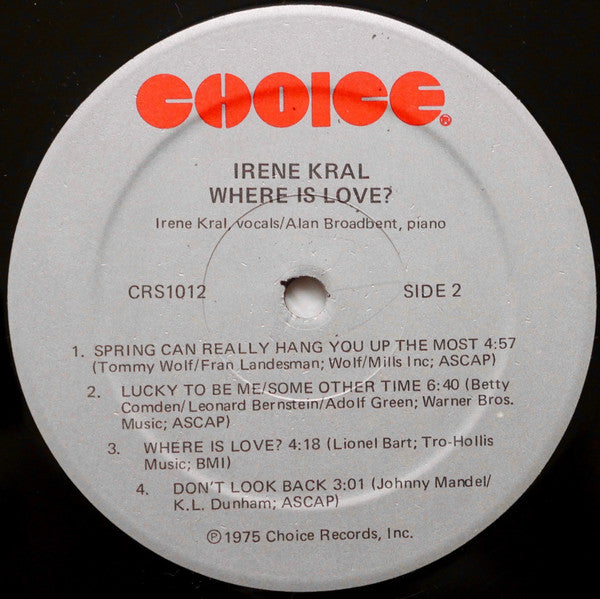 Irene Kral : Where Is Love? (LP, Album)