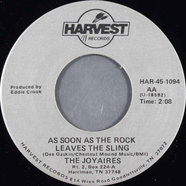 The Joyaires : As Soon As The Rock Leaves The Sling (7")