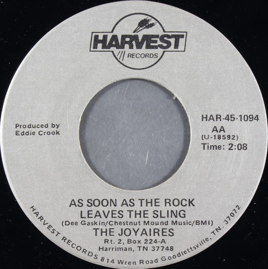 The Joyaires : As Soon As The Rock Leaves The Sling (7")