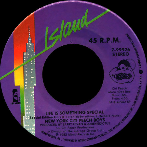 New York Citi Peech Boys* : Life Is Something Special (7", Single)