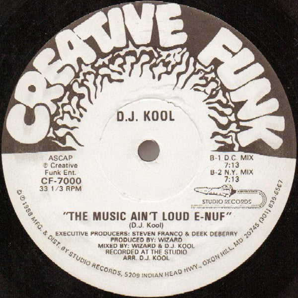 D.J. Kool* : The Music Ain't Loud E-Nuf (12", Single, Whi)