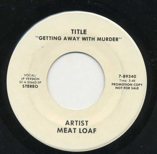 Meat Loaf : Getting Away With Murder (7", Advance, Single, Promo)