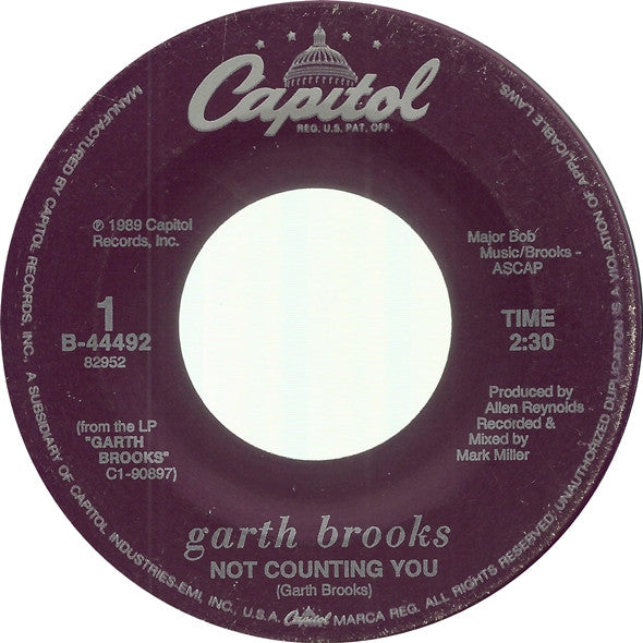 Garth Brooks : Not Counting You (7", Single)