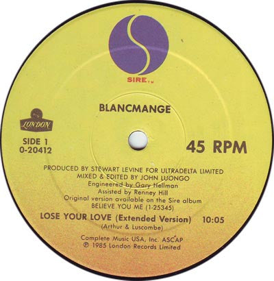 Blancmange / West India Company : Lose Your Love / Ave Maria (12", Maxi, All)