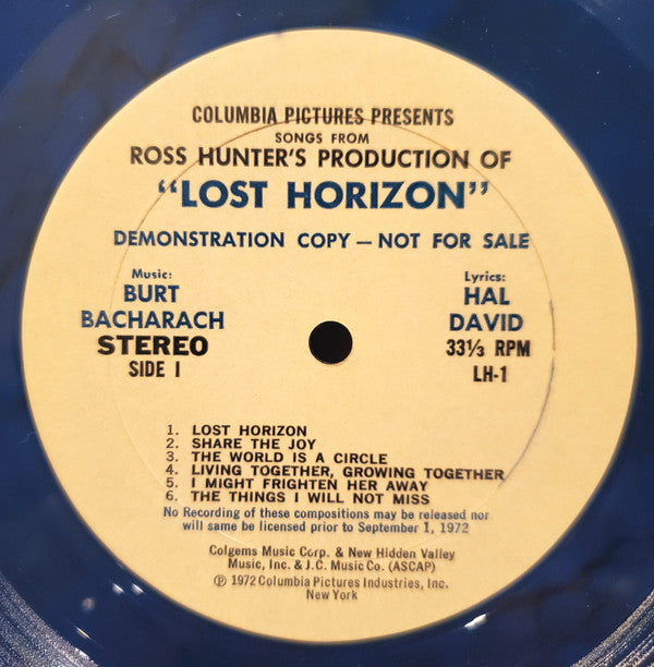 Bacharach And David : Columbia Pictures Presents Songs From Ross Hunter's Production Of Lost Horizon (LP, Promo, Blu)