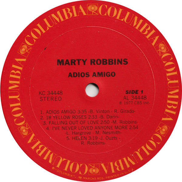 Marty Robbins : Adios Amigo (LP, Album)