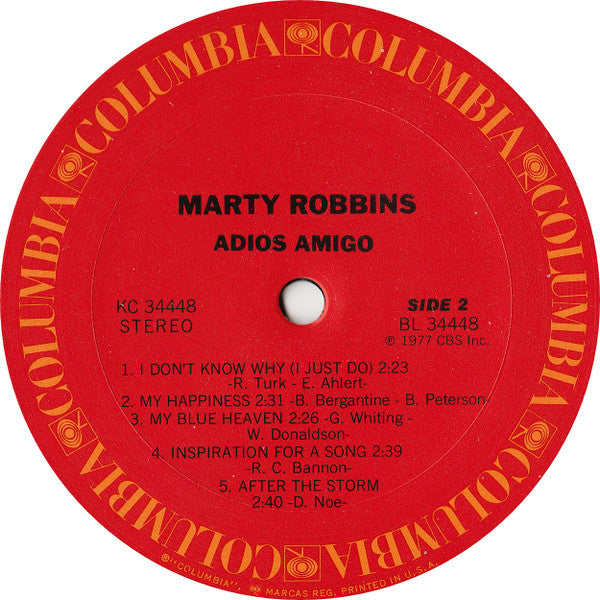 Marty Robbins : Adios Amigo (LP, Album)