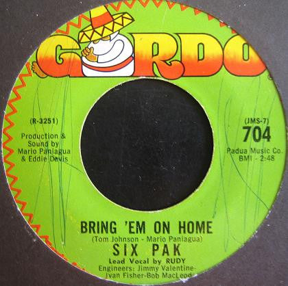 Six Pak : Bring 'Em On Home / Weep No More (7", Mono, Rai)