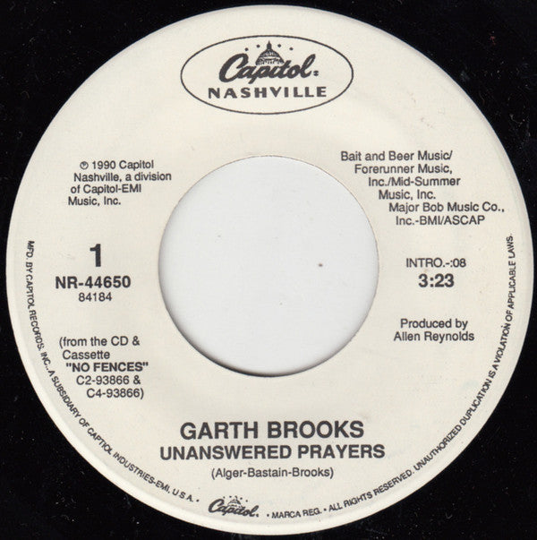 Garth Brooks : Unanswered Prayers (7", Single)