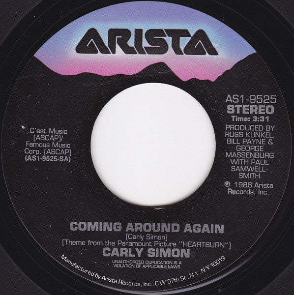 Carly Simon : Coming Around Again (7", Single)