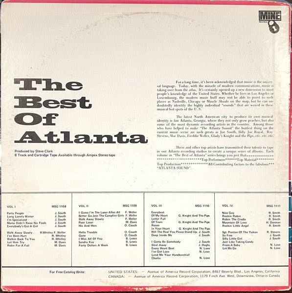 Various : The Best Of Atlanta Vol. 1 (LP, Comp)