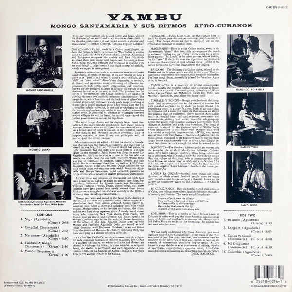 Mongo Santamaria Y Sus Ritmos Afro-Cubanos : Yambu (LP, Album, Mono, RE, RM)