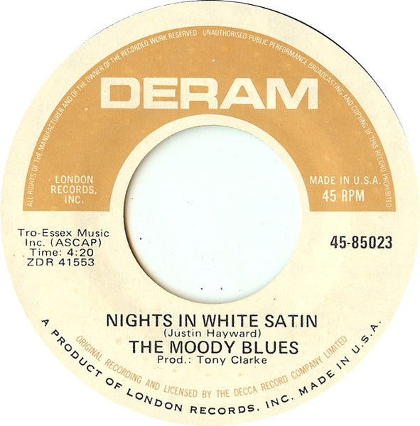 The Moody Blues : Nights In White Satin (7", Single, Mon)