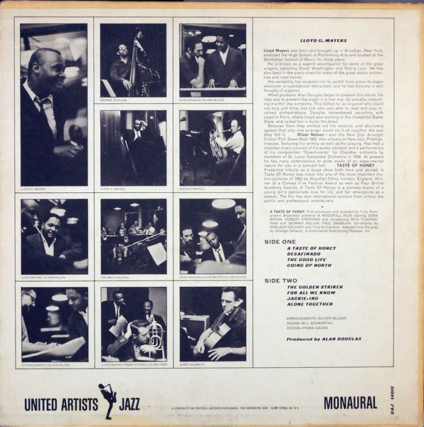 Lloyd G. Mayers* With The Oliver Nelson Orchestra* : A Taste Of Honey (LP, Album, Mono)