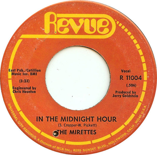 The Mirettes : In The Midnight Hour / To Love Somebody (7", Single)