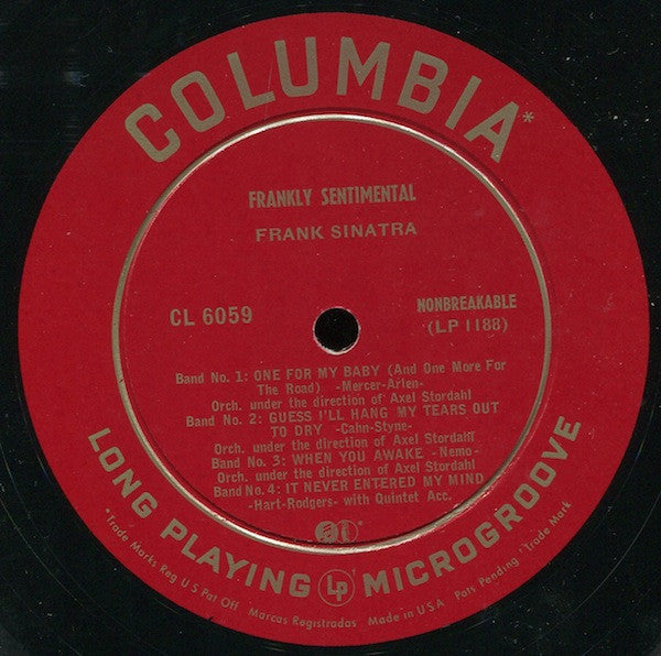 Frank Sinatra : Frankly Sentimental (10", Album)