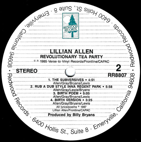 Lillian Allen : Revolutionary Tea Party (LP, RE)