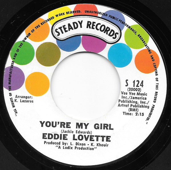 Eddie Lovette : Too Experienced / You're My Girl (7", Single, Styrene)