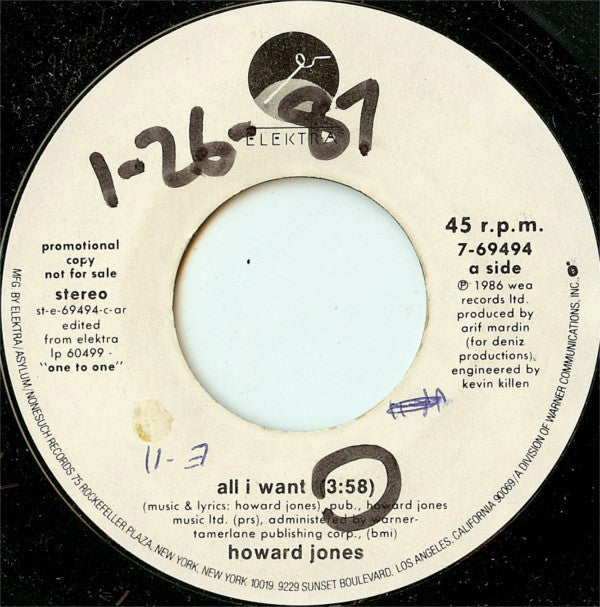 Howard Jones : All I Want (7", Promo, AR )