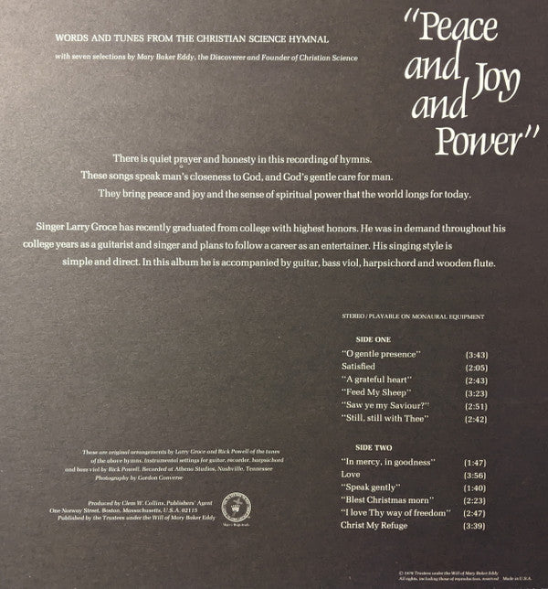 Larry Groce : Peace And Joy And Power (LP, Album, Gat)