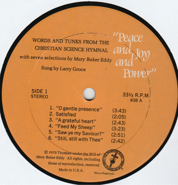 Larry Groce : Peace And Joy And Power (LP, Album, Gat)