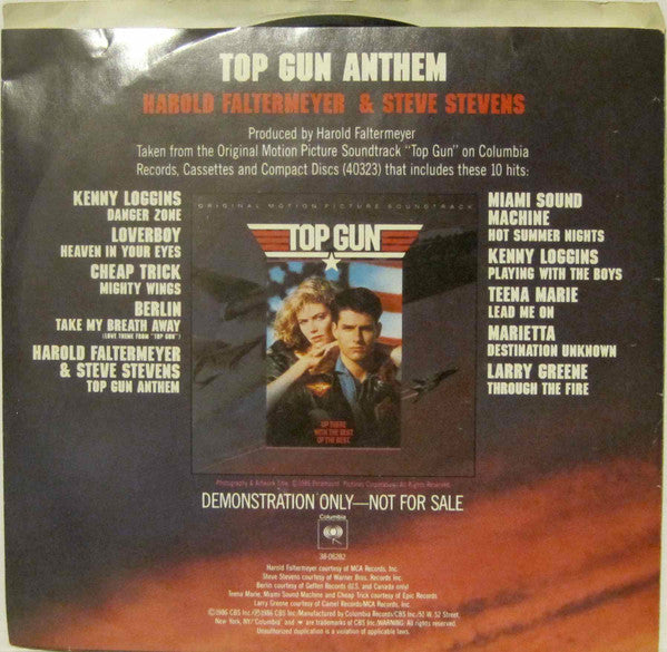 Harold Faltermeyer & Steve Stevens : Top Gun Anthem (7", Single, Promo, Styrene)