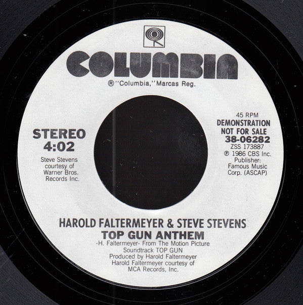 Harold Faltermeyer & Steve Stevens : Top Gun Anthem (7", Single, Promo, Styrene)