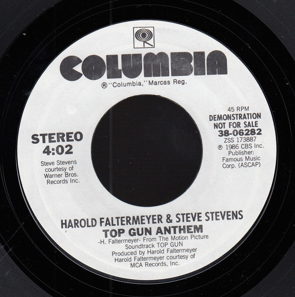 Harold Faltermeyer & Steve Stevens : Top Gun Anthem (7", Single, Promo, Styrene)