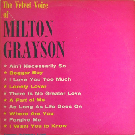 Milt Grayson : The Velvet Voice Of Milton Grayson (LP, Album)