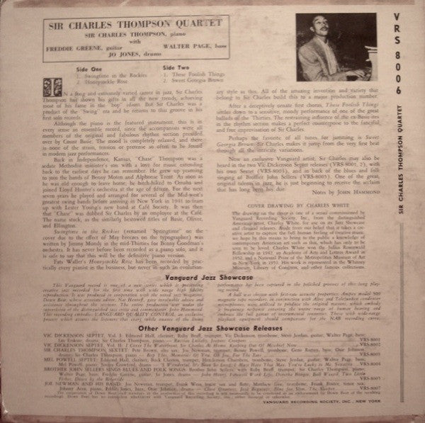 Sir Charles Thompson : Sir Charles Thompson Quartet (10", Mono)