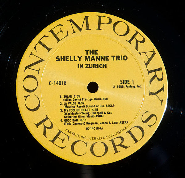 The Shelly Manne Trio* : The Shelly Manne Trio In Zurich (LP, Album)