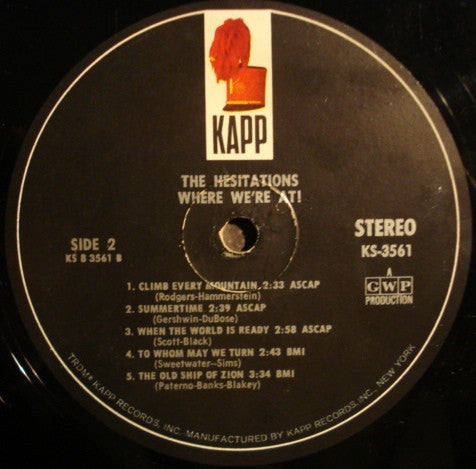 The Hesitations : Where We're At! (LP, Album)