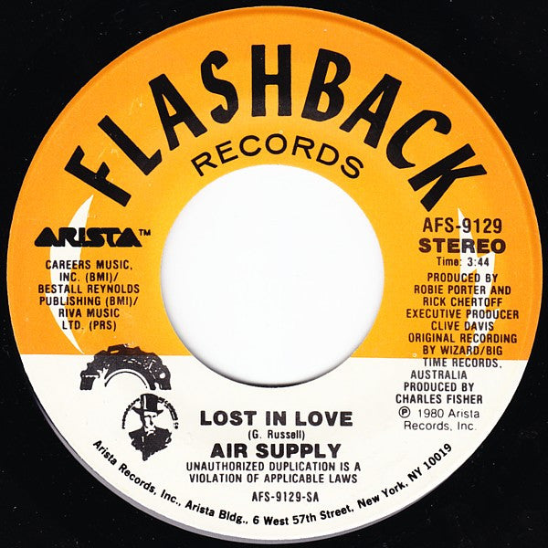 Air Supply : Lost In Love / I Don't Want To Lose You (7", Single, RE)