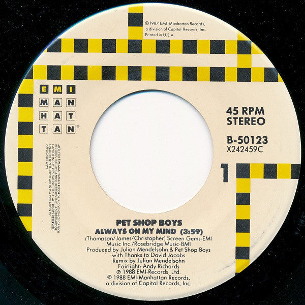 Pet Shop Boys : Always On My Mind (7", Single, All)