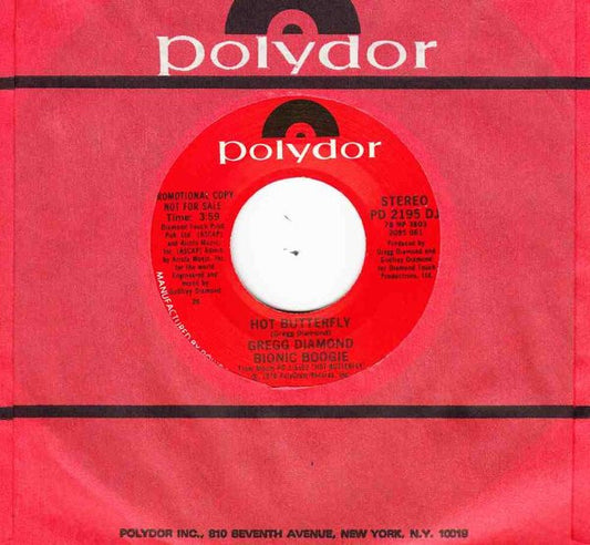 Gregg Diamond, Bionic Boogie : Hot Butterfly (7", Single, Promo)