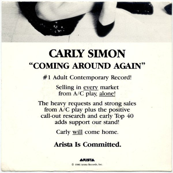 Carly Simon : Coming Around Again (7", Single, Promo)