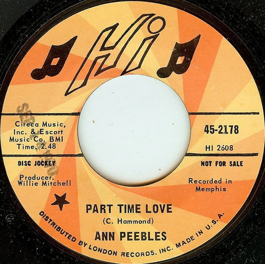 Ann Peebles : Part Time Love / I Still Love You (7", Single, Promo, Styrene, She)