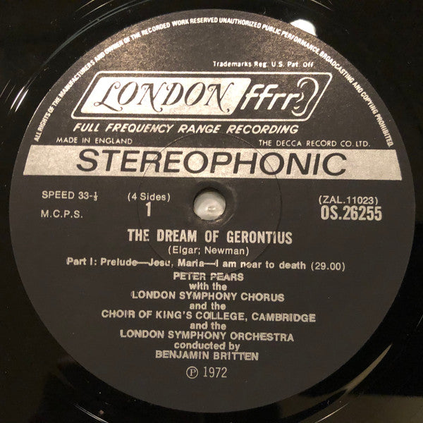 Sir Edward Elgar, Peter Pears, Yvonne Minton, John Shirley-Quirk, Benjamin Britten : The Dream Of Gerontius (2xLP, Album + Box)